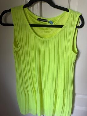 LOFT/ RICARDO PIÑERES Neon Yellow Pleated Sleeveless mini dress